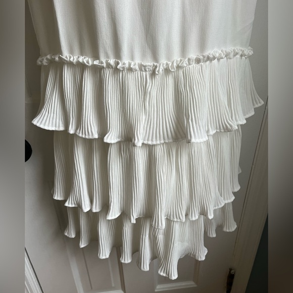 Elle Zeitoune - white tie strap midi ruffled kick-pleat party dress - Small - Picture 10 of 15